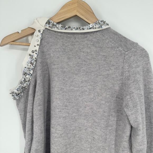 3.1 Phillip Lim Beaded Sequin Sweater Cut Out Crew Neck Yak Cashmere Wool Blend - Picture 10 of 13